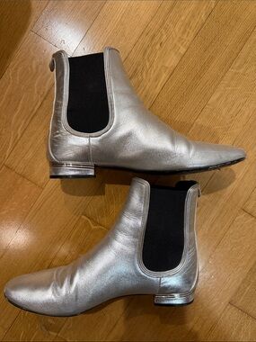 Salvatore Ferragamo Metallic Silver Chelsea Ankle Boots
